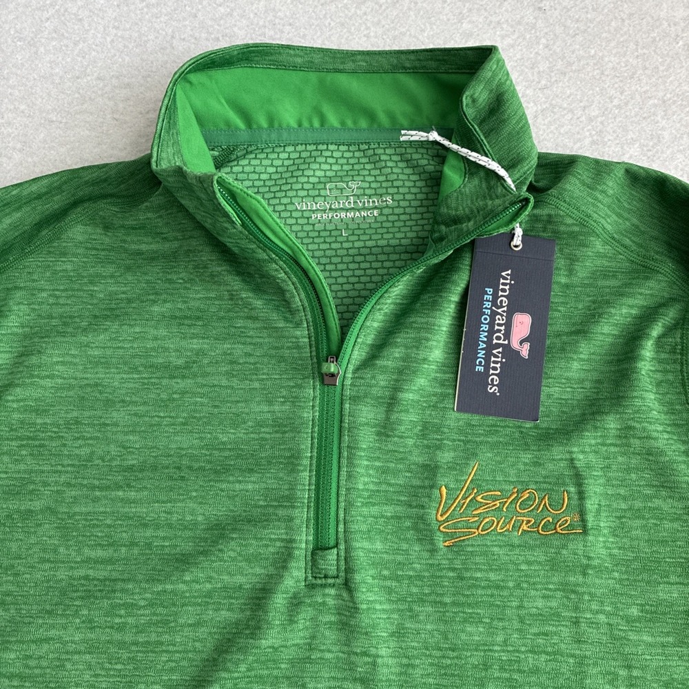 Vineyard Vines SANKATY Performance 1/4 Zip Pullover Mens Large Green Golf Casual